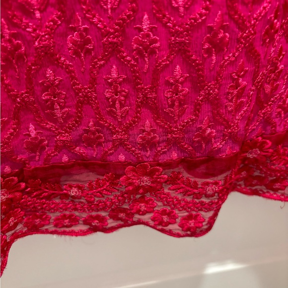 Agha Noor Fuschia Silk and Chiffon Women’s Tunic Top - Picture 12 of 12